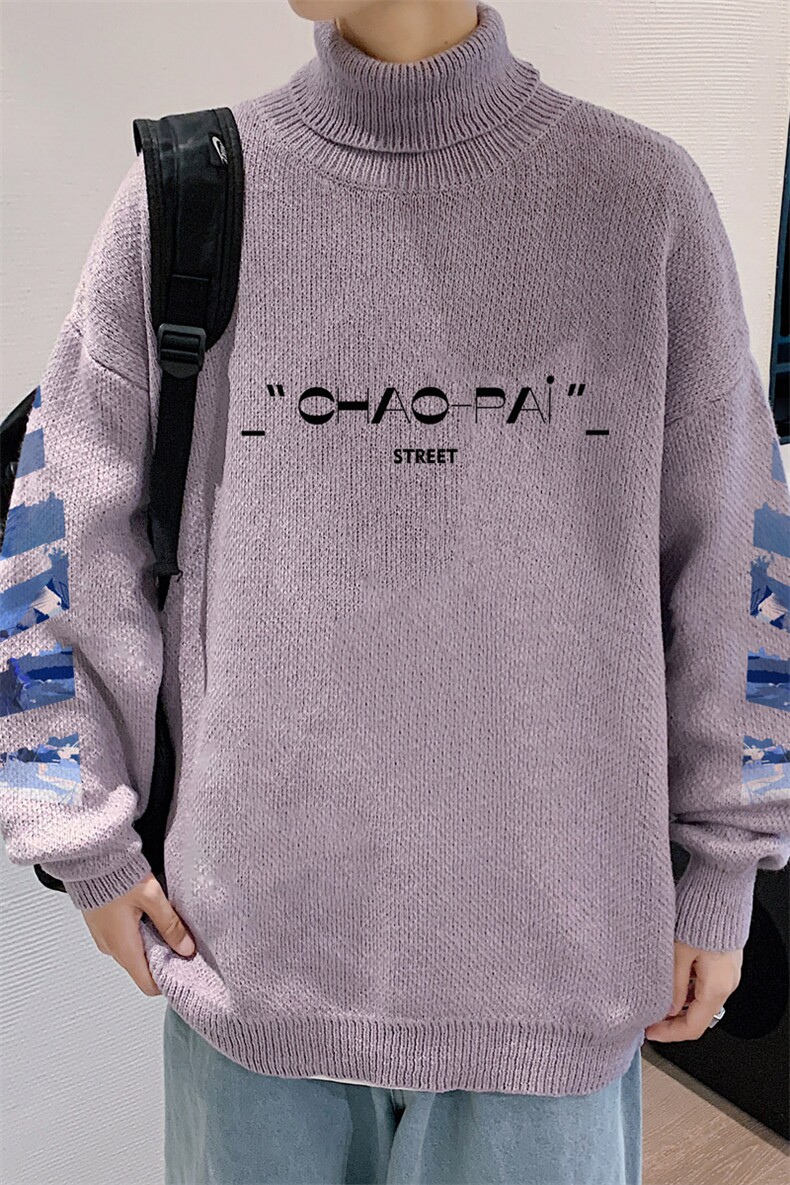 ！2023秋冬新款男士高领毛衣潮牌百搭针织衫上衣毛线M706P60,男装针织衫/毛衣,电商B220