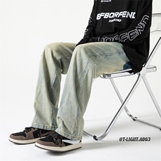 美式ins高街hiphop重工艺水洗直筒工装牛仔裤货号K691P60，男装牛仔裤，电商A063