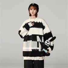 M6136/P65秋冬中性风针织衫男学生宽松毛衣男女外套大码毛线衣男，男装针织衫/毛衣，电商A141