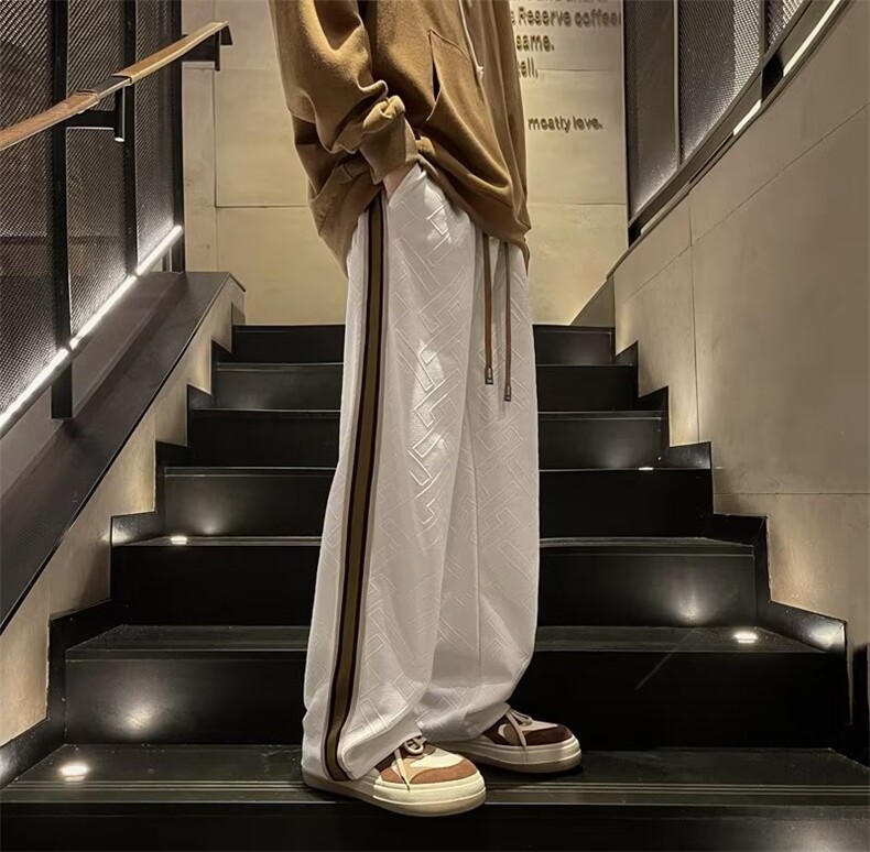 设计感拼接冬季裤子男潮牌ins运动卫裤宽松美式休闲长裤K2804-P36,男装休闲裤,星座412