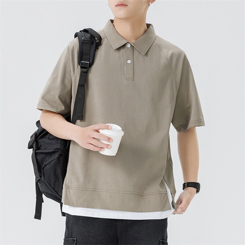 短袖POLO衫男新款2025夏季ins潮牌T恤商务翻领假两件，男装T恤，星座1109