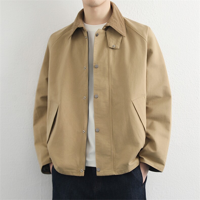 高端翻领夹克男2026春季简约宽松休闲工装外套百搭上衣服，男装夹克，星座914