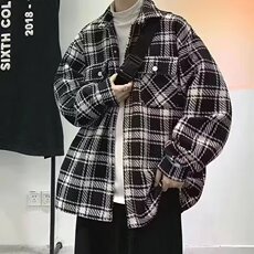 XXF001小香风衬衫男士港风复古外套美式潮牌帅气休闲痞帅夹克格子，男装夹克，星座308A-1（原309B-1）
