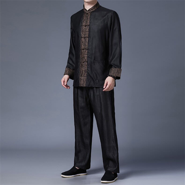 中青年男士唐装香云纱衬衫2023夏季短袖套装男装风,男装休闲套装,电商B212（原钱塘6029）