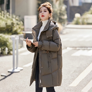 2023冬季新款拼接加厚中长款羽绒服女白鸭绒防寒外套图片
