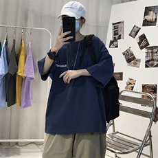 T06常年款男士休闲字母印花T恤衫外套圆领半袖五分袖TEE男女中性，男装T恤，星座115A-3