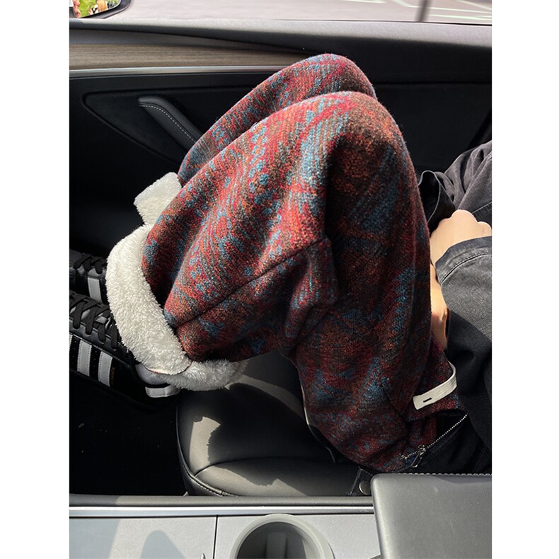 8XL-M羊羔绒裤子男冬季加绒加厚民族风重磅针织棉裤大码KZ023P78，男装棉裤，电商B312