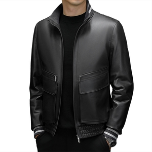 2319冬季新款海宁真皮羽绒服男牛皮鹅绒服短款男装加厚P1020图片