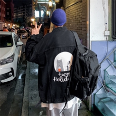 爆春季港风潮流男士牛仔夹克情侣外套学生卡通牛仔上衣JK775-P68，男装夹克，星座1103-3