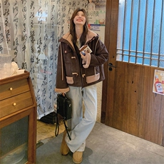 韩版加厚减龄连帽皮毛一体棉服女2025年冬季新款显瘦保暖加绒外套，女装棉衣/棉服，2C305
