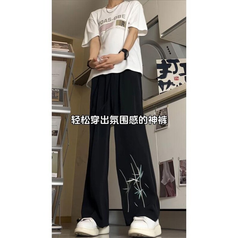 K1010-P50控78！新中式刺绣冰丝休闲裤西裤男,男装休闲裤,电商B369（原A024）