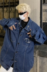 男装牛仔外套2026秋季几何绣标印花男生翻领夹克XZ514-2-N99-P88，男装工装外套，星座514-2(原B239)