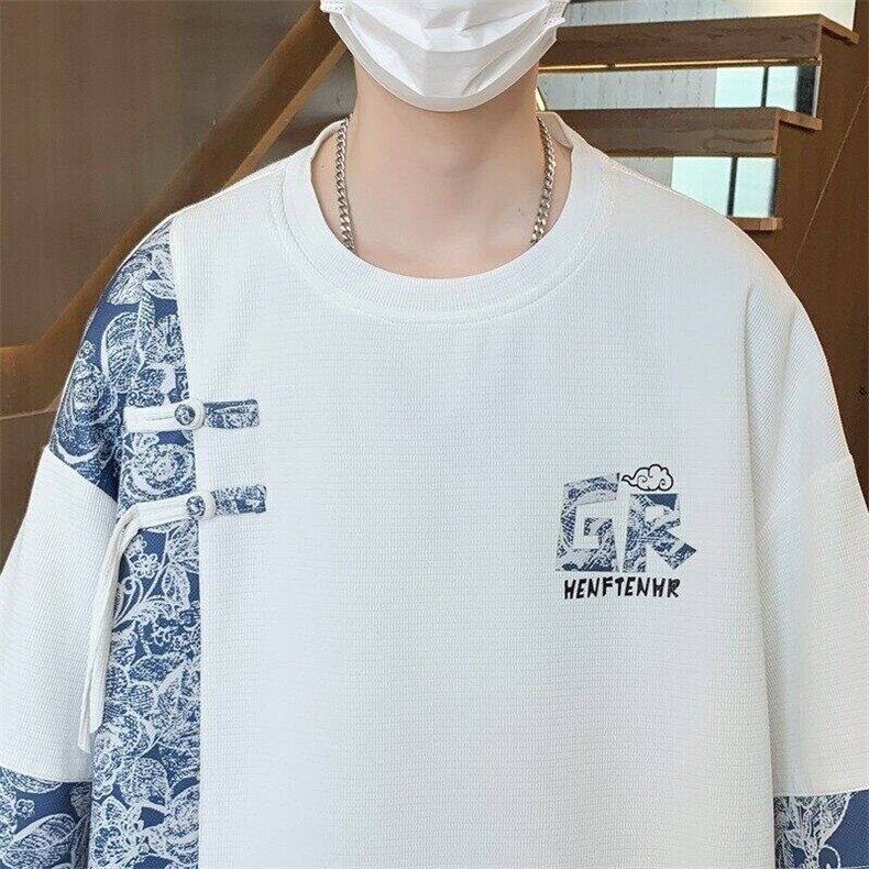 TZ25302-P55夏季休闲T恤短裤男两件套港风学生宽松短袖运动套装,男装牛仔裤,电商D310B