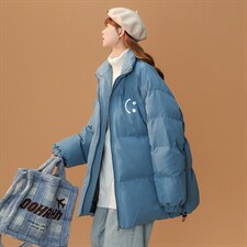中性风 秋冬现货港风立领笑脸字母棉衣外套 MY2059 P115控138图片