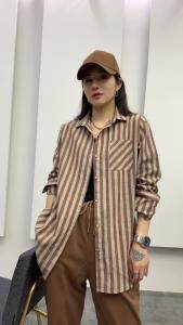 现货麻棉条纹衬衫,女装衬衫,依鼎衣典