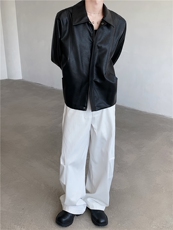 24秋冬男士cleanfit弯刀设计感pu皮短款拉链夹克JK59-P125，男装夹克，电商B288