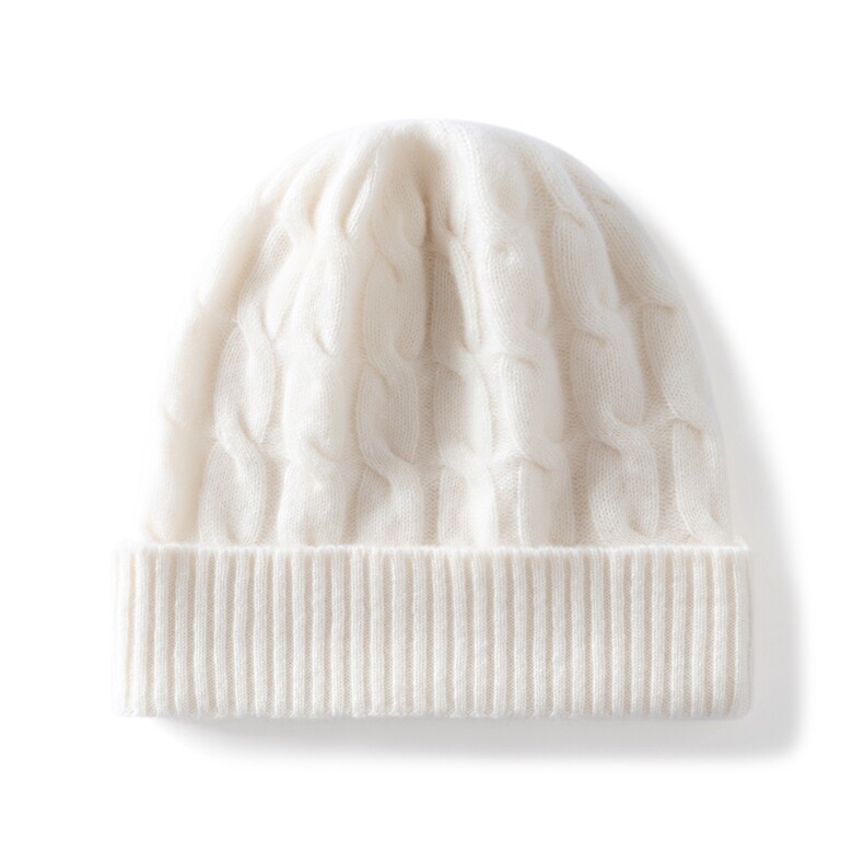 2025新款时尚百搭通勤简约休闲粗绞花翻边帽，帽子，绒朵羊绒