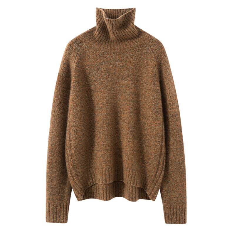 2025春秋新款羊绒衫女100山羊绒堆堆领纯色上衣拉绒加厚针织套衫，女装羊绒衫，萨奥羊绒