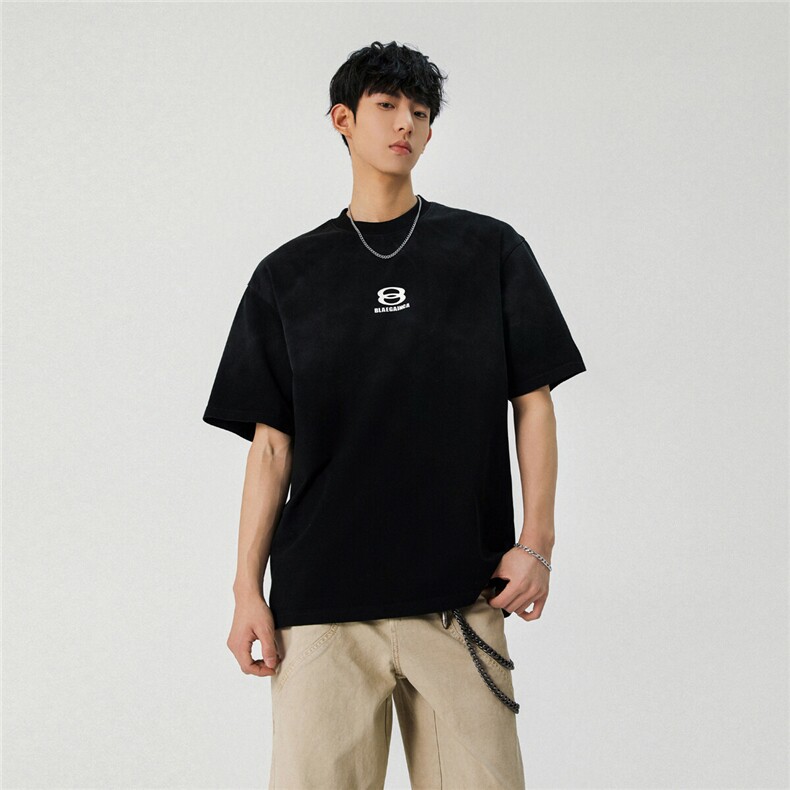 2025新款潮牌短袖宽松韩版印花扎染工艺T恤T8815/P5588,男装T恤,星座202