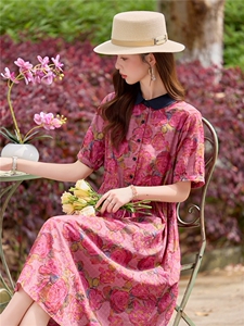 807时尚碎花撞色显瘦连衣裙图片