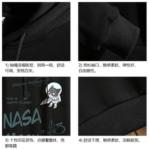 WY2187-P35 加绒款-P40 纯棉连帽卫衣男大码运动帽衫宽松薄 砖墙图片