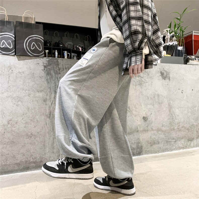 华夫格面料束脚九分大裆裤男2025新款休闲裤9分低裆垮裤K1035-P40,男装休闲裤,星座207