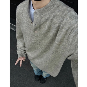 主推 美式秋冬亨利领中性套头毛衣打底针织衫男女 H1010 P68图片