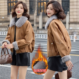 【大量现货】羊羔毛外套女2025秋冬新款小个子巨好看的韩系加绒加厚短款派克服图片
