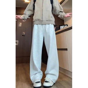 秋季直筒弯刀休闲裤男痞帅重磅垂感显瘦运动裤阔腿裤卫裤 K5530图片
