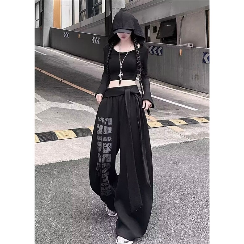 美式潮街舞宽松休闲荆棘涂鸦双侧休闲卫裤舞蹈裤K6688-P45图片