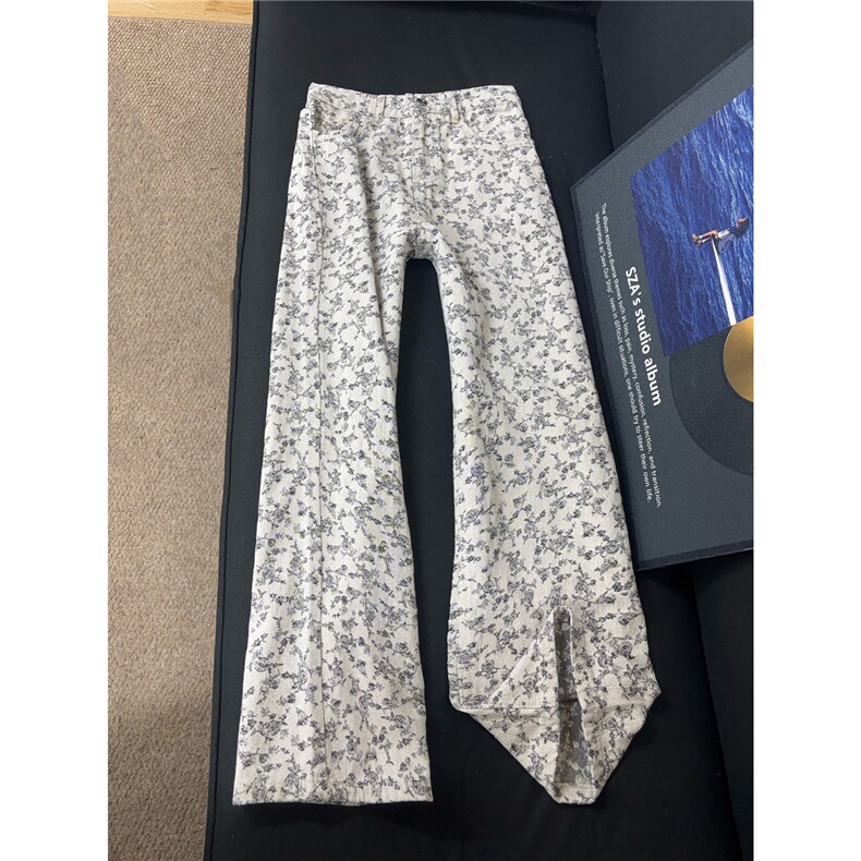 B221 美式ins高街暗黑宽松直筒提花牛仔裤LK26618-特P45控78图片