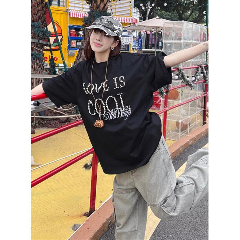 复古立体烫珠短袖T恤男女宽松百搭夏季薄款体恤上衣TDC003,男装T恤,星座1116A（原606A-3）