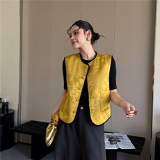 2025秋装新款双面款两穿小香风马夹短款新中式马甲外套，女装马甲，2C091