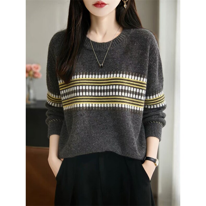 毛衣女冬季加厚外穿内搭套头圆领短款小个子时尚针织衫打底衫上衣，女装针织衫/毛衣，暖姿羊绒