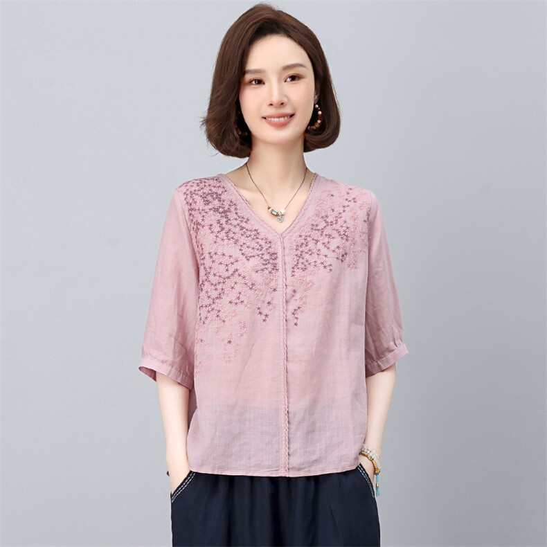2025夏季纯苎麻简约气质宽松时尚休闲显瘦舒适上衣,女装衬衫,独衣靓