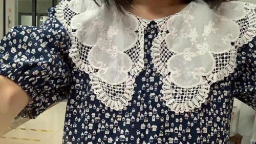 【现货】夏季新款小房子图案雪纺领连衣裙,女装连衣裙,KEYI