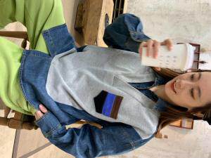 春季新品，牛仔假两件套，女装，怪怪树