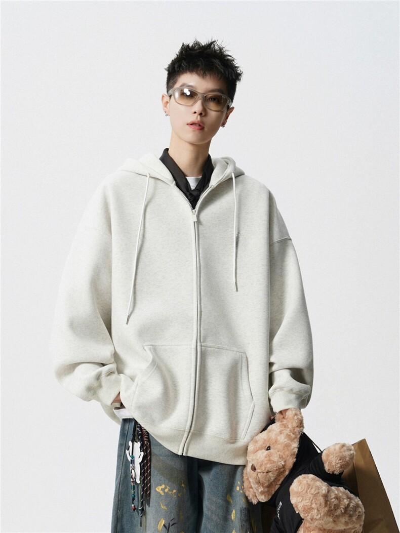 WY827-尺码S-4XL-特P43-420g重磅纯色连帽卫衣宽松拉链外套,女装短外套,星座1811B