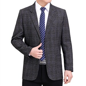 2023年春秋季中年男士西服纯色商务休闲外套爸爸装潮时尚男装图片