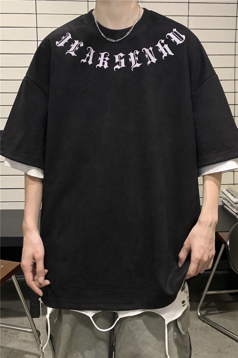 ins潮牌宽松休闲T恤男生新款哥特字母印花短袖JK23234-p35-控48,男装T恤,星座605(原A050)