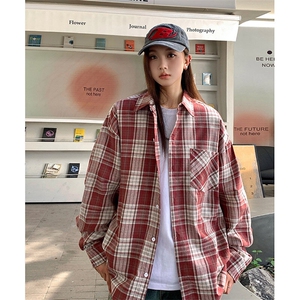 港风衬衫高级感设计耐磨格子衬衫休闲百搭MD-H511-特批43控69图片