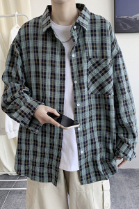 23秋装新款 港风长袖格子衬衫学生衬衣休闲外套男中性潮 H210/P45图片