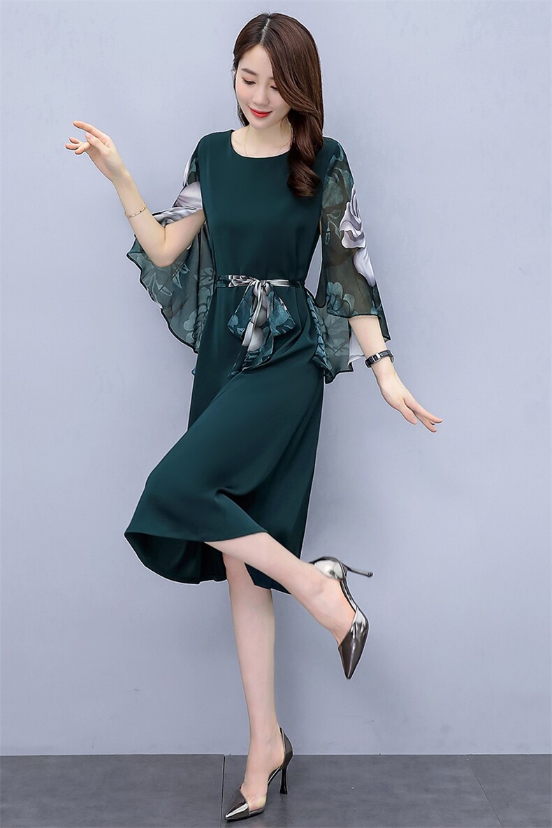 潮流舒适时尚连衣裙短袖2021年夏季中长款圆领优雅,女装连衣裙,众宇琦
