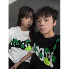 葡萄网球毛巾绣短袖T恤男女刺绣宽松上衣A470-印花-P25刺绣-P35，男装T恤，星座1505