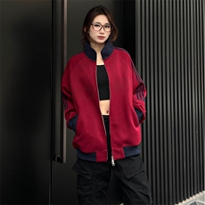抖音得物高品质美式高街重磅结构设计拼接织带立领卫衣外套CM42，女装短外套，电商A486-1