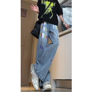 女装类目《现货主推》喷油漆个性裤子GXX19-P65控88,羽绒袄黑色搭配什么裤子颜色好看图片