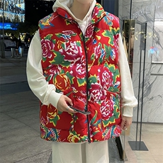 东北花棉袄马甲男加厚冬季无袖棉服小众设计感过年喜庆穿搭棉坎肩，男装背心/马甲，星座115A(原星座507）