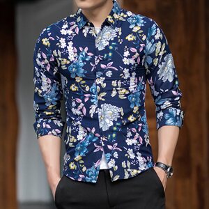 2021花衬衫男新款印花长袖衬衫男中青年休闲外套QT5030/7812p38图片