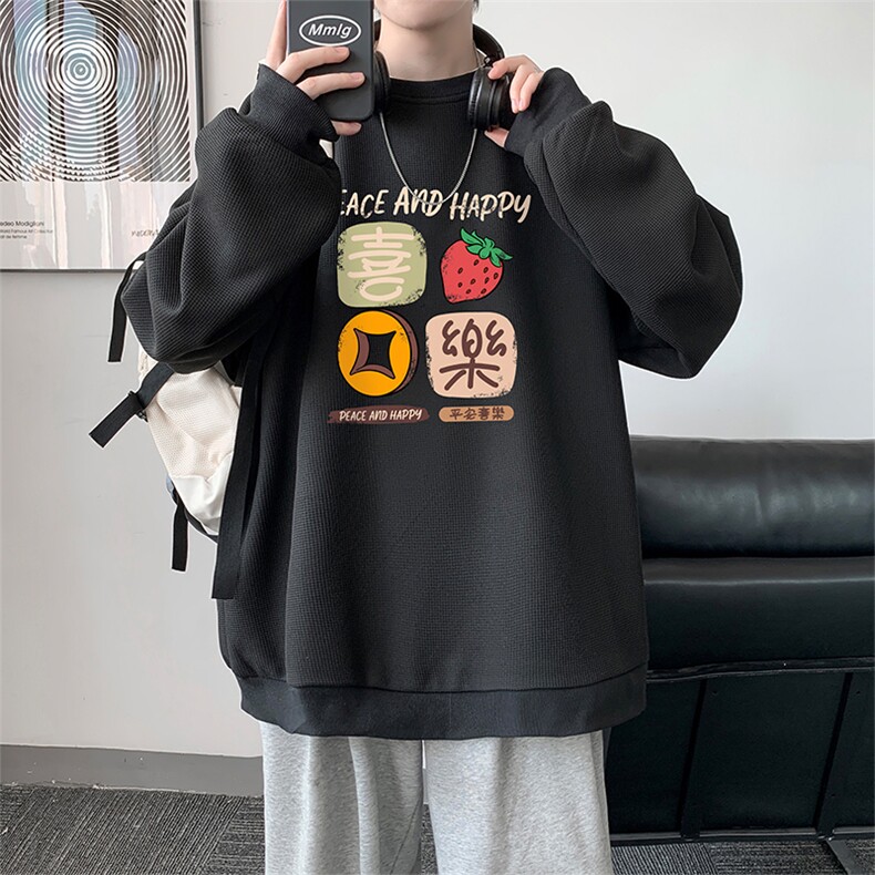 华夫格卫衣圆领卫衣男大码长袖t恤男外套HW76322-P30,男装卫衣,电商A040