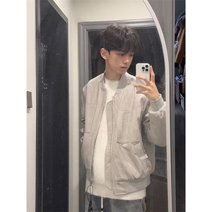 日常美式复古短款外套男女春秋季新款棒球服飞行员夹克WJK32图片